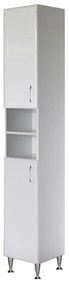Dulap înalt Bianca Plus 30 cu 2 uși, deschis, alb lucios, universal