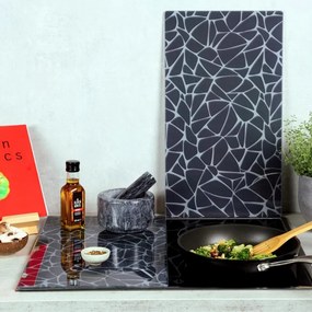 Set 2 protectii pentru blat Kesper 37535, 50 x 28,5 cm, sticla, negru/mozaic