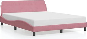 vidaXL Cadru de pat cu tăblie, Dover, roz, 160x200 cm, catifea