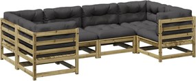 vidaXL Set canapele de grădină cu perne, 6 piese, lemn de pin tratat