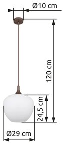 Lustră pe cablu MAXY 1xE27/60W/230V alb/maro Globo 15548H1C
