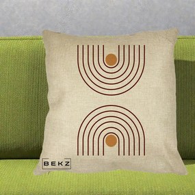 Perna Decorativa Geometric Boho Arc, 40x40 cm, Crem, Husa Detasabila, Perna Inclusa, BEKZ®