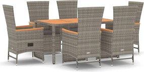 vidaXL Set mobilier de grădină cu perne, 7 piese, gri, poliratan