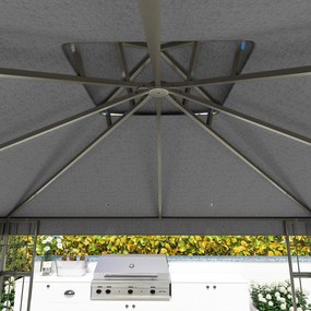 Outsunny Pavilion de grădină 3x3 m, Design cu acoperiș în două trepte, Protecție UV30+, Rezistent la UV, Protecție solară, Cadru metalic, Gri închis | Aosom Romania