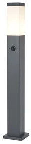 Lampă de exterior gri închis cu sticlă opal 80cm IP44 cu priză și senzor de mișcare - Malios