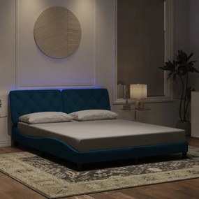 3213865 vidaXL Cadru de pat cu lumini LED, albastru, 160x200 cm, catifea