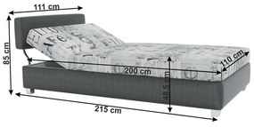 Pat de zi poziţionabil, gri închis/model, DOMEN NEW
