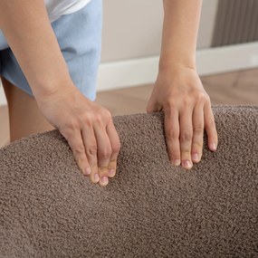 HOMCOM Fotoliu de salon din material bouclé, scaun căptușit, șezut larg, spătar ergonomic, 70 x 64 x 71 cm, maro | Aosom Romania