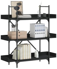 vidaXL Bibliotecă cu 3 niveluri, negru, 100x33x108,5 cm lemn prelucrat