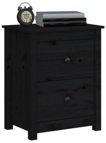 Noptiere, 2 buc., negru, 50x35x61,5 cm, lemn masiv de pin 2, Negru