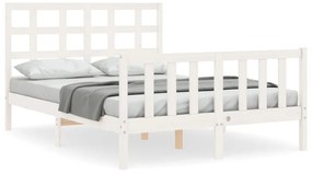 3192097 vidaXL Cadru de pat cu tăblie, alb, 120x200 cm, lemn masiv