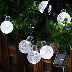 Instalație solară bulb, 50 LED-uri, 6 metri, de exterior, alb rece