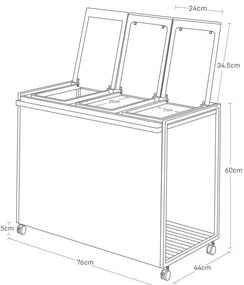 Coș de gunoi alb de reciclat din metal Tower – YAMAZAKI