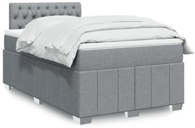 vidaXL Pat box spring cu saltea, gri deschis, 120x190 cm, textil