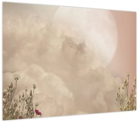 Tablou pe sticlă - Luna plină roz (70x50 cm)