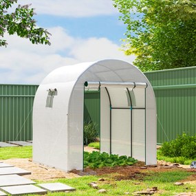Outsunny Seră Tip Tunel Walk-in cu Acoperire PE Rezistentă la UV, Uși și Ferestre cu Plasă, 1,8 x 1,8 x 2 m, Verde | Aosom Romania