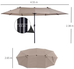 Umbrela Dubla Outsunny pentru Gradina, Suprafata Acoperita: 4.6m Cafea | Aosom Romania