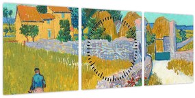 Tablou - Vincent van Gogh, Farmhouse in Provence, reproducere (cu ceas) (90x30 cm)
