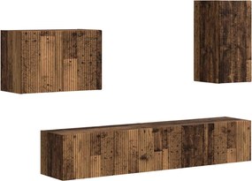 vidaXL Set Dulap pentru Televizor Montat pe Perete 4 pcs Lemn vechi