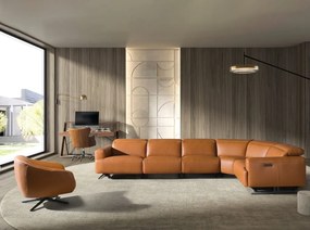 Scaun de birou pivotant design LUX, Piele Naturala, Dark brown