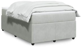 vidaXL Pat box spring cu saltea, gri deschis, 120x190 cm, catifea