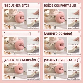 HOMCOM Scaun rotativ cu înălțime reglabilă din țesătură albă și roz | Aosom Romania