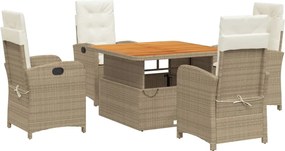 vidaXL Set mobilier de grădină cu perne, 5 piese, bej, poliratan