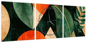 Tablou - Motive naturale geometrice II. (cu ceas) (90x30 cm)