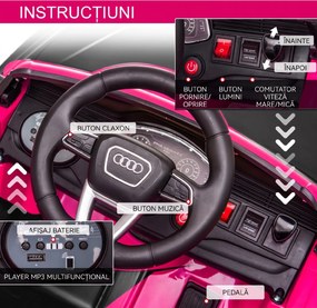 HOMCOM Mașină Electrică pentru Copii Audi RS Q8, 6V, 2 Motoare, Telecomandă, PP, 101x62x51 cm, Roz | Aosom Romania