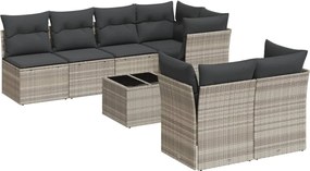 vidaXL Set mobilier de grădină cu perne, 8 piese gri deschis poliratan