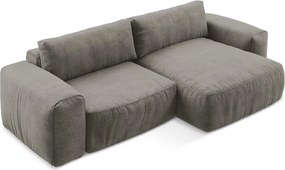 Colțar gri extensibil cu tapițerie din chenille (cu colț pe partea dreaptă/cu șezlong) Kuki – Makamii