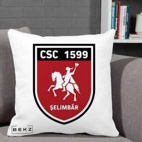 Perna Personalizata CSC 1599 Selimbar Fotbal, 40x40 cm, Alba Mata, Husa Detasabila, Perna Inclusa, BEKZ®