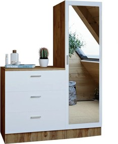 Comodă cu oglindă Coco White and Atlantic Pine