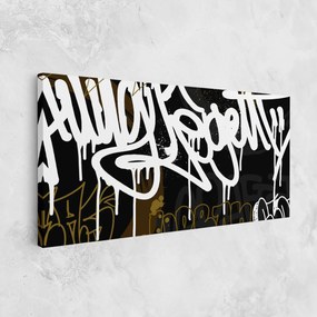 Tablou Canvas, 40x80cm, Dormitor si Living, Moderne, Graffiti, White Brown Graffiti