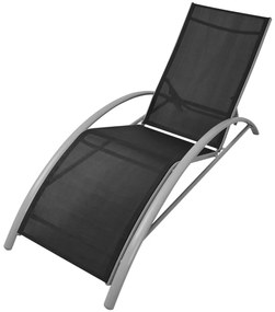 vidaXL Șezlong de plajă, negru, aluminiu