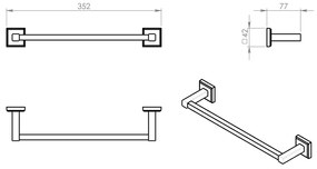 GEDY 692135 Colorado suport pentru prosoape 35 x 8cm, argintiu