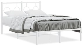 376272 vidaXL Cadru de pat metalic cu tăblie, alb, 120x190 cm