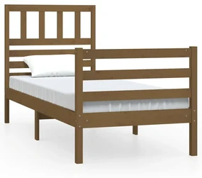 3101051 vidaXL Cadru de pat Small Single 2FT6 maro miere, 75x190 cm lemn masiv
