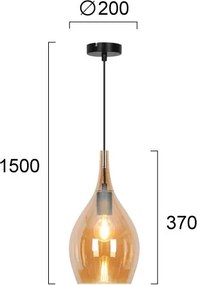 Pendul pe cablu NEXT 1xE27/40W/230V portocaliu/negru