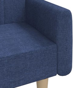 Canapea extensibila 2 locuri, cu taburet, albastru, textil Albastru, Cu suport de picioare