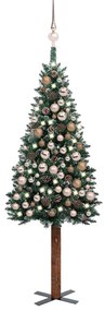 Set pom de Craciun subtire, LED-urigloburi, verde, 180 cm 1, white and rose, 180 cm