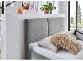 Pat matrimonial gri tapițat cu somieră 140x200 cm Piano – Meise Möbel