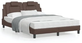 3208091 vidaXL Cadru de pat cu tăblie, maro, 140x190 cm, piele ecologică