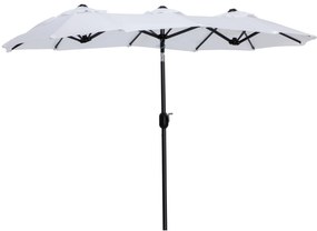 Outsunny Umbrelă Dublă de Grădină, Copertină Ventilată, 12 Nervuri, 295x152x222cm, Alb | Aosom Romania