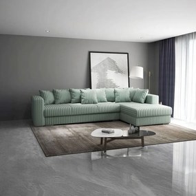 Colțar extensibil dumonde cu ladă de depozitare si sezut confortabil din spuma high-density, Gloria Ambience Mint II 320x183 cm