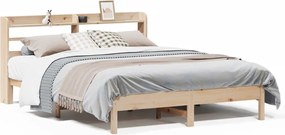 vidaXL Cadru de pat fără saltea, 135x190 cm, lemn masiv de pin