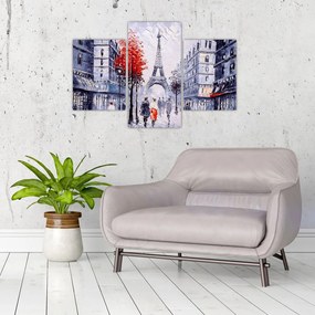 Tablou - Străzi din Paris, pictură în ulei (90x60 cm)