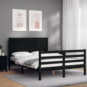 3194635 vidaXL Cadru de pat cu tăblie, negru, 120x200 cm, lemn masiv