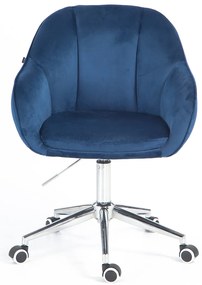HR2055K Scaun Bleumarin din Catifea cu Bază Cromata