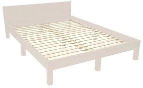 Pat matrimonial bej din lemn masiv de fag cu somieră 140x200 cm Dabi – Ragaba